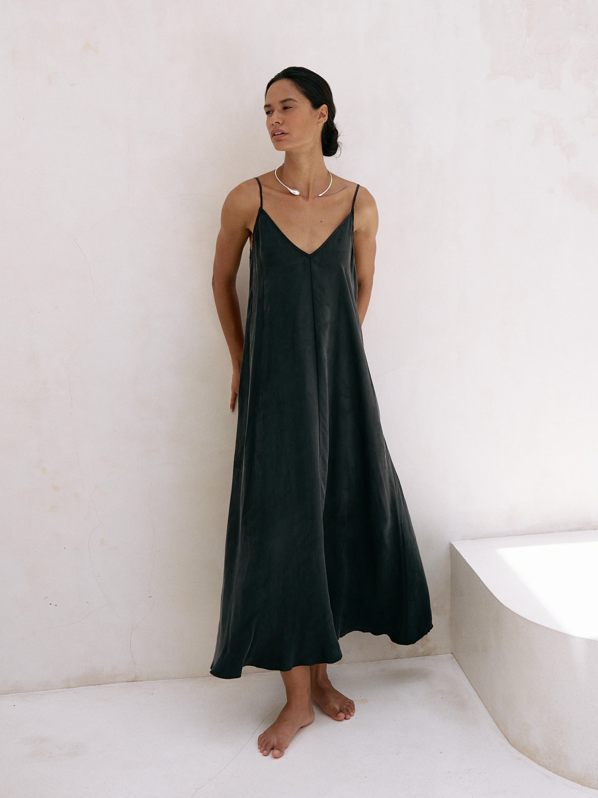 The Handloom Lucid Flow Maxi Dress - Black