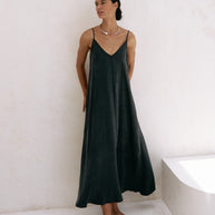 The Handloom Lucid Flow Maxi Dress - Black