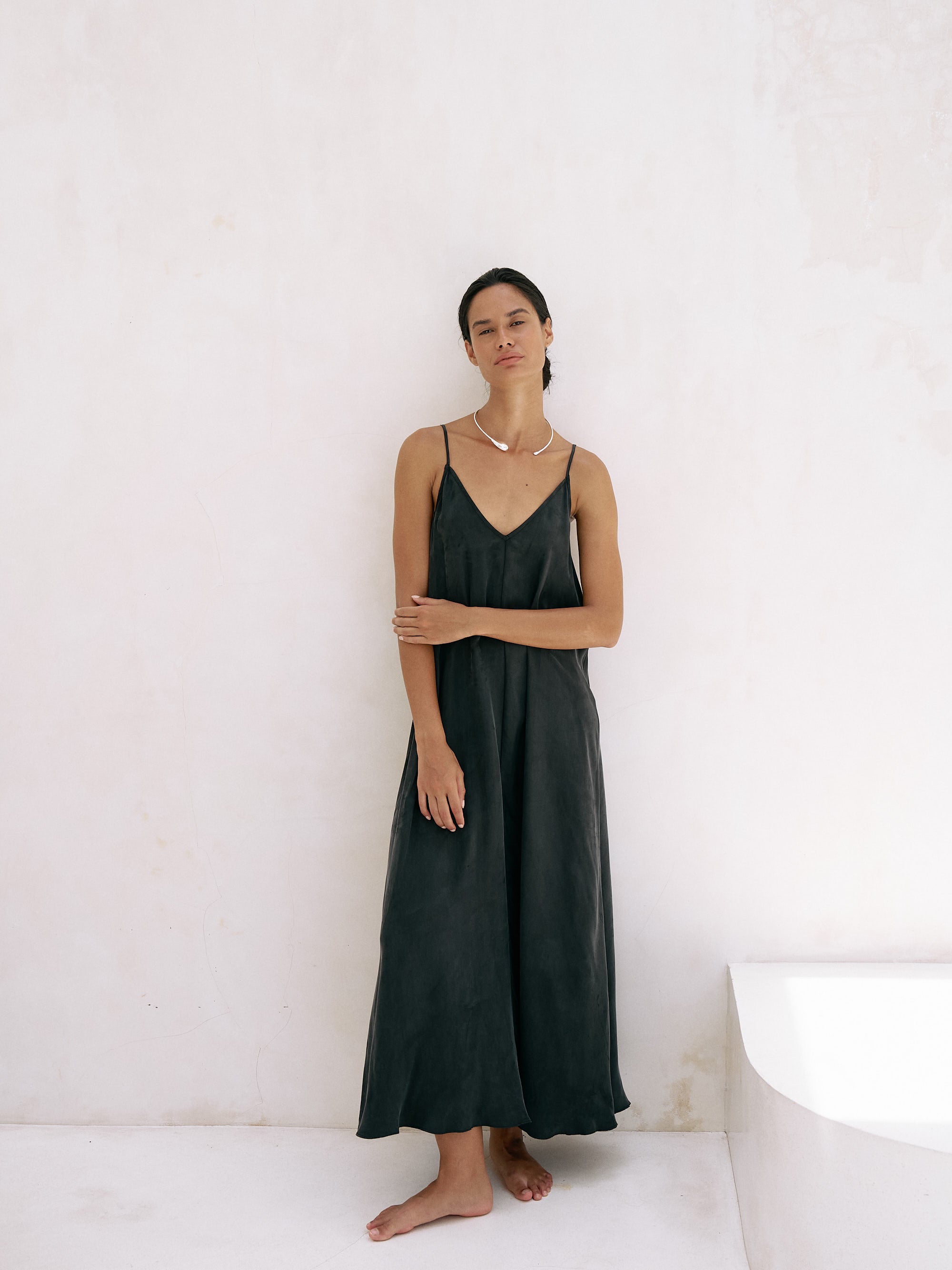 The Handloom Lucid Flow Maxi Dress - Black