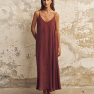 The Handloom Lucid Flow Maxi Dress - Burgundy