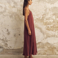 The Handloom Lucid Flow Maxi Dress - Burgundy