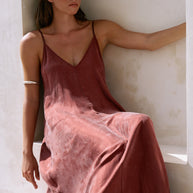 The Handloom Lucid Flow Maxi Dress - Burgundy
