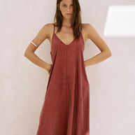 The Handloom Lucid Flow Maxi Dress - Burgundy
