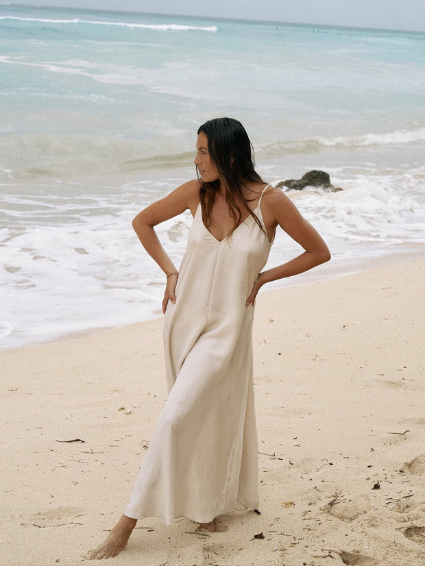 The Handloom Lucid Flow Maxi Dress - Sand