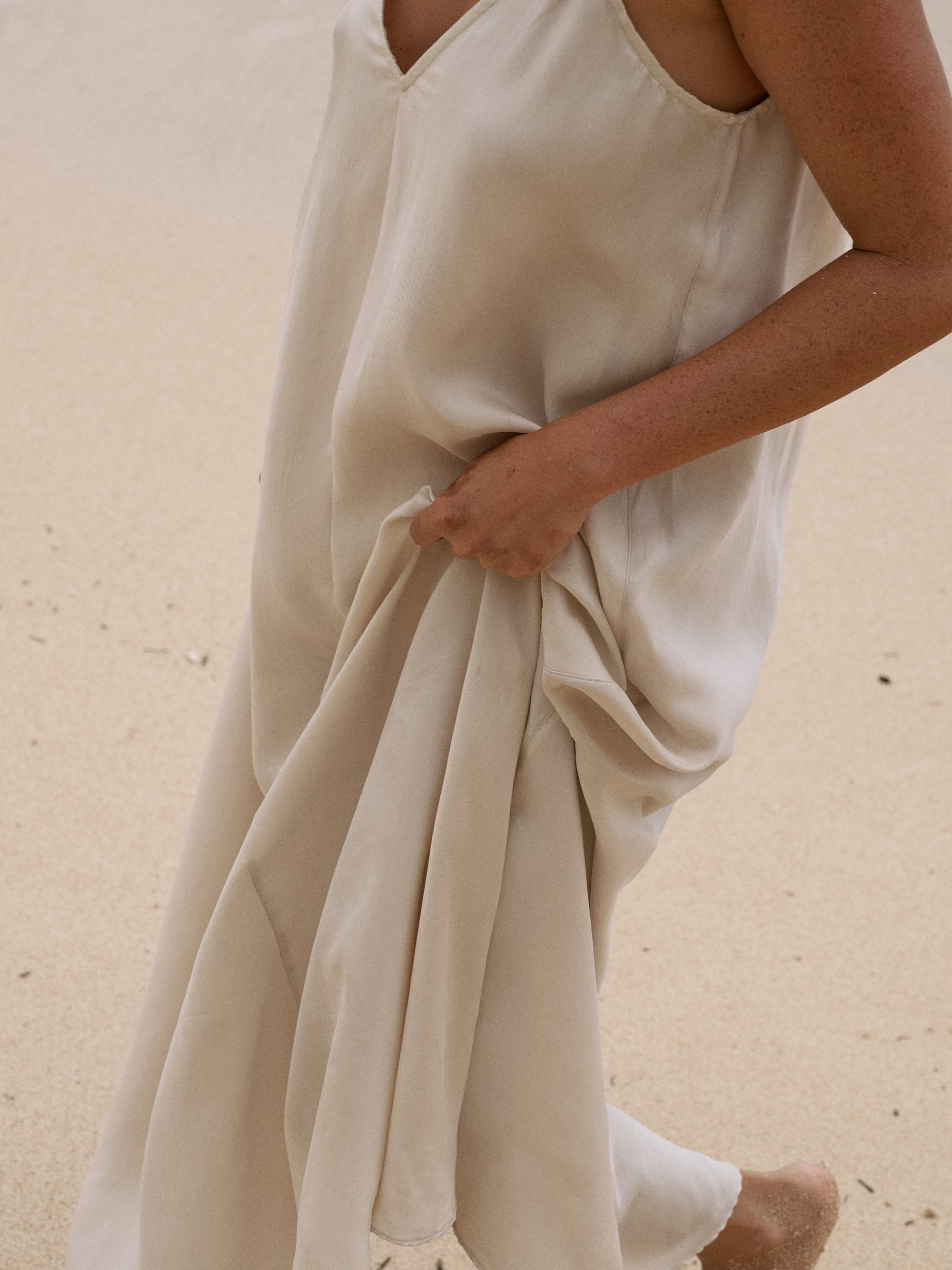 The Handloom Lucid Flow Maxi Dress - Sand