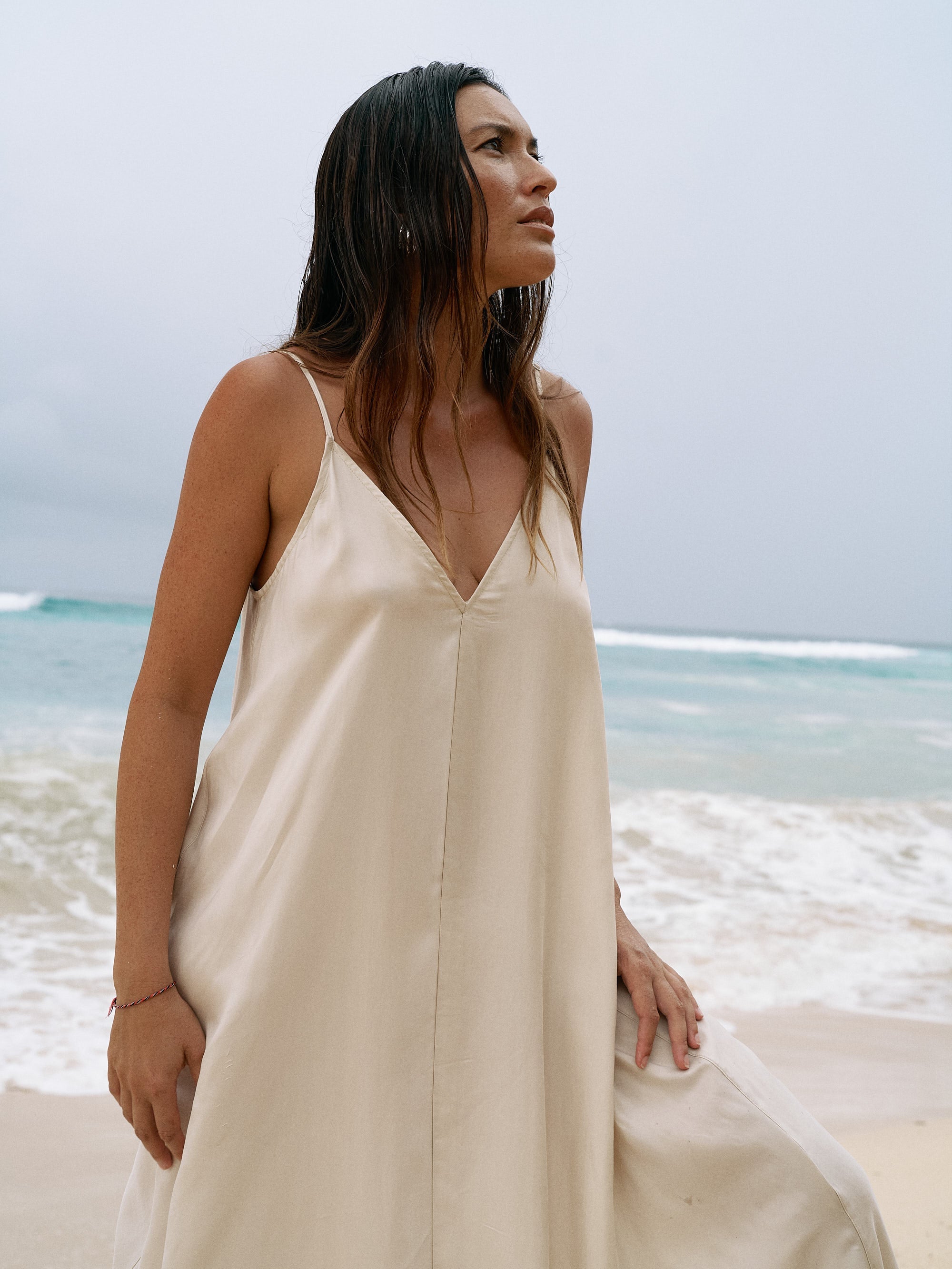 The Handloom Lucid Flow Maxi Dress - Sand