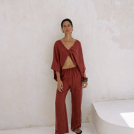 The Handloom Lucid Knot Top - Burgundy