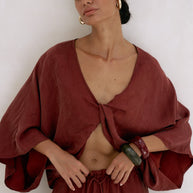 The Handloom Lucid Knot Top - Burgundy