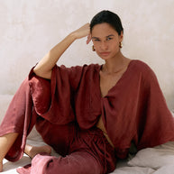 The Handloom Lucid Knot Top - Burgundy