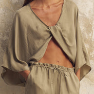 The Handloom Lucid Flow Tie Pants - Khaki Green