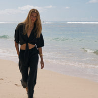 The Handloom Lucid Flow Tie Pants - Black