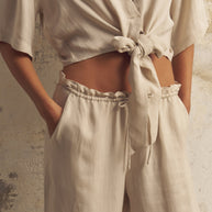 The Handloom Lucid Flow Tie Pants - Sand