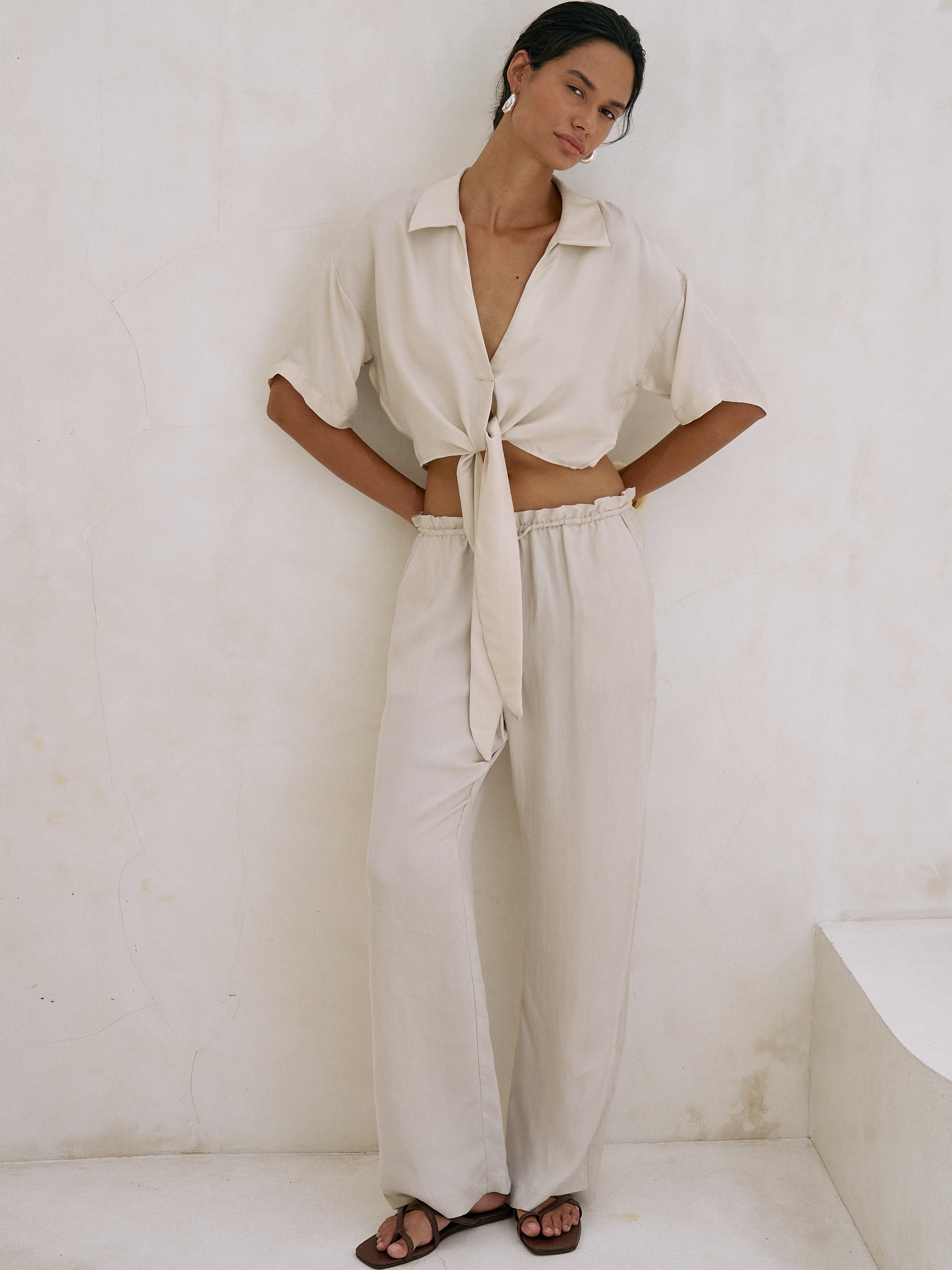 The Handloom Lucid Tie Shirt - Sand