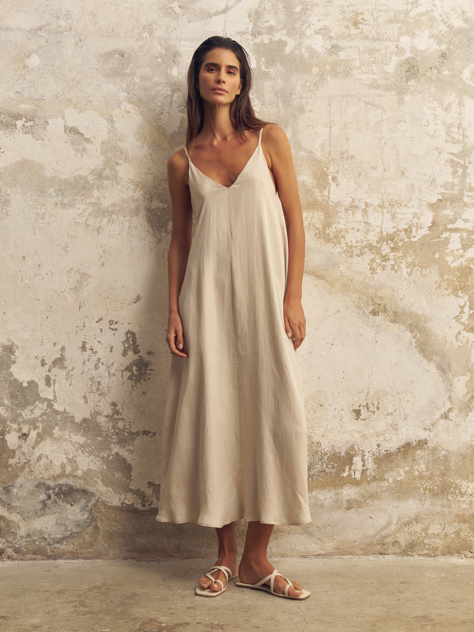 The Handloom Lucid Flow Maxi Dress - Sand