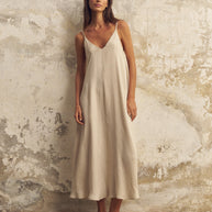 The Handloom Lucid Flow Maxi Dress - Sand