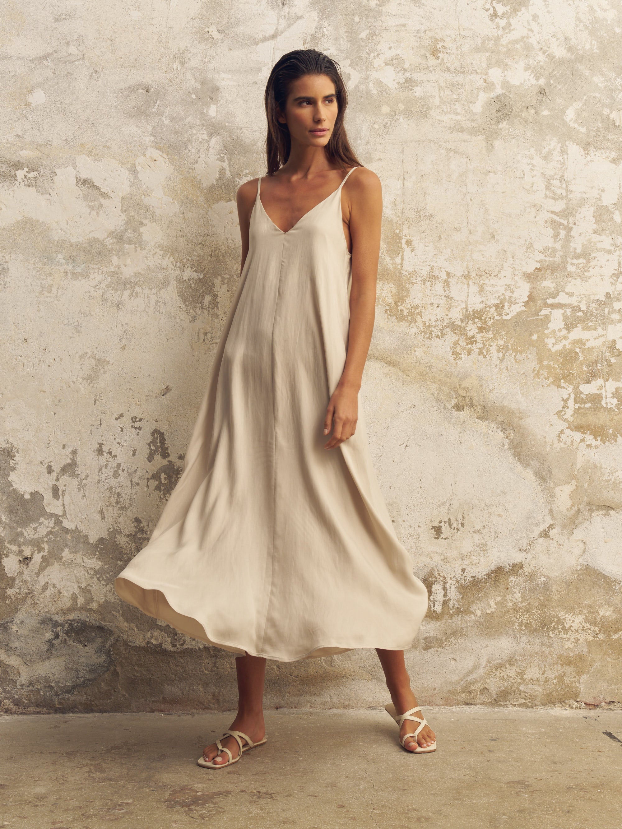 The Handloom Lucid Flow Maxi Dress - Sand
