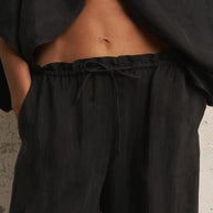 The Handloom Lucid Flow Tie Pants - Black