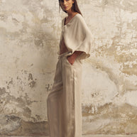 The Handloom Lucid Flow Tie Pants - Sand