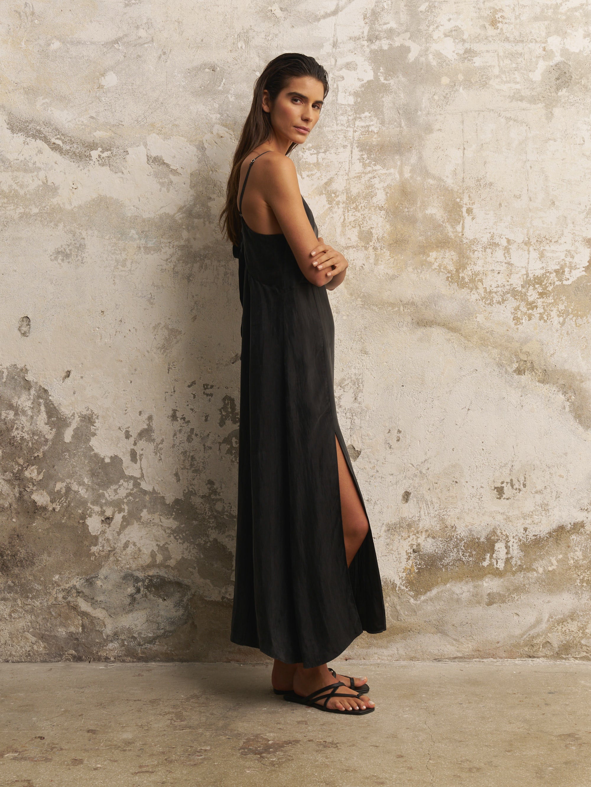 The Handloom Lucid Midnight Maxi Dress - Black