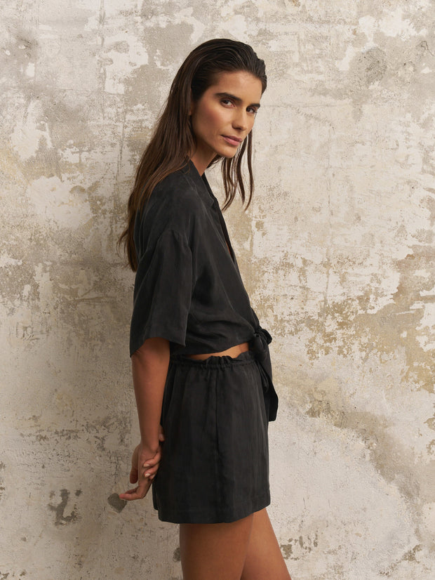 The Handloom Lucid Flow Tie Shorts - Black