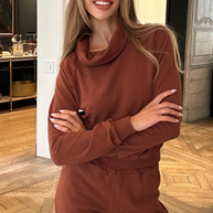 Gianine LUDI EXPRESSO Fleece  Pullover Mock Neck Sweatshirt