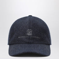 Brunello Cucinelli Grey-blue Wool Baseball Cap