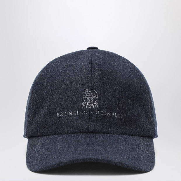 Brunello Cucinelli Grey-blue Wool Baseball Cap