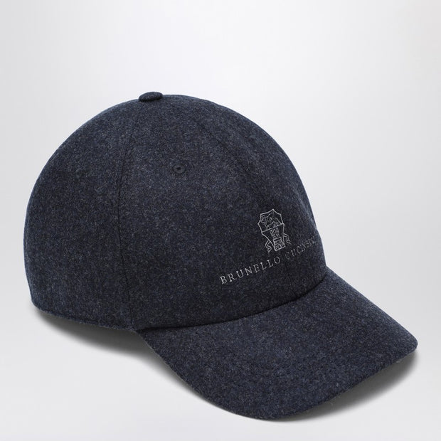Brunello Cucinelli Grey-blue Wool Baseball Cap