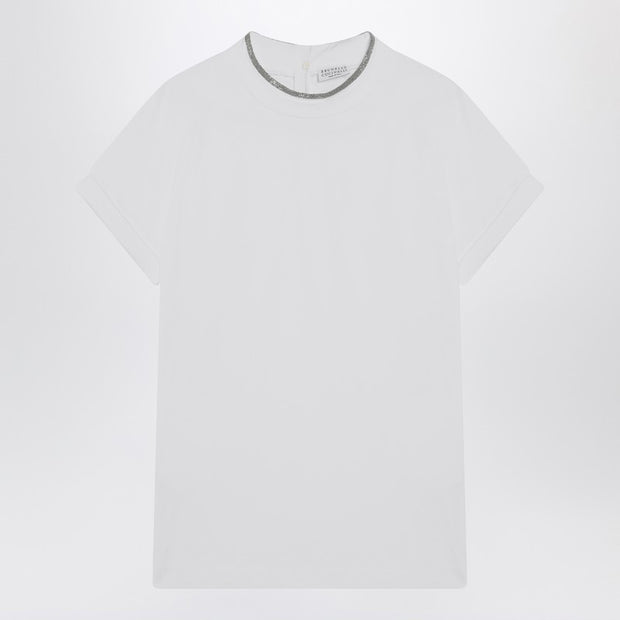 Brunello Cucinelli White Crew-neck T-shirt With Pendant