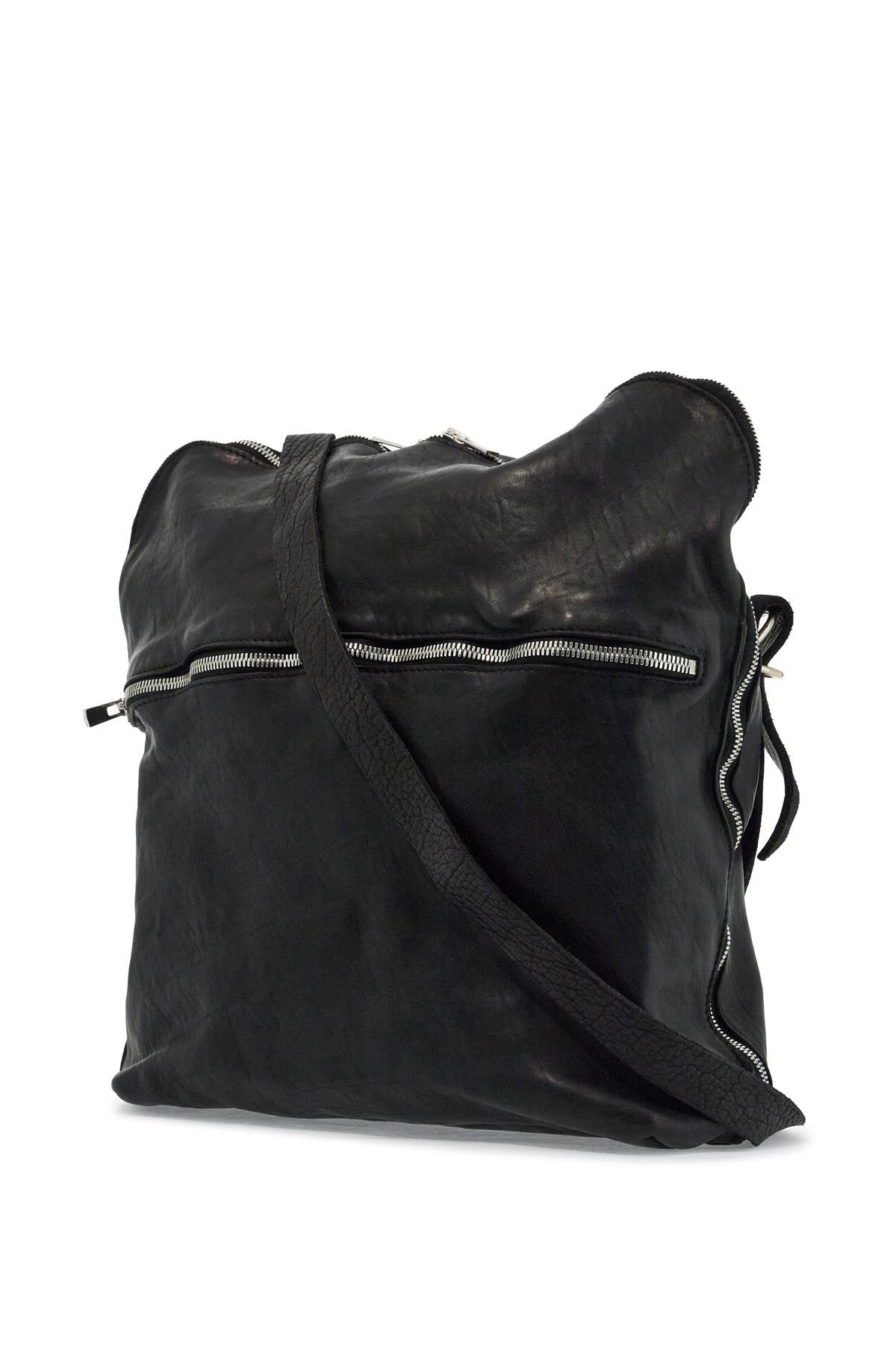 Guidi Black Horse Leather Crossbody Bag With Adjustable Strap