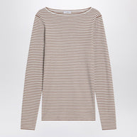 Brunello Cucinelli Sparkling Striped Sweater In Cashmere And Silk
