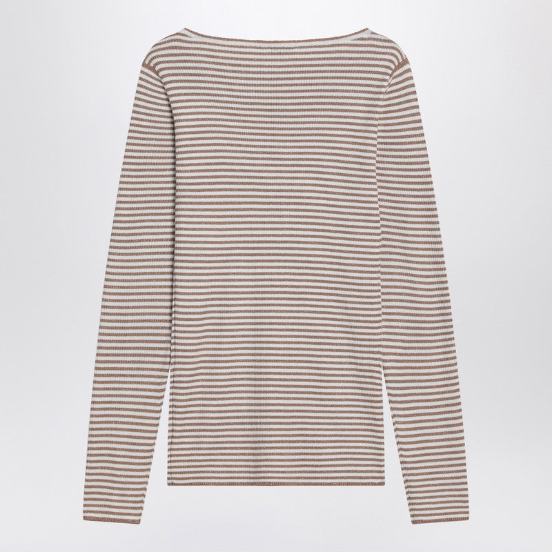 Brunello Cucinelli Sparkling Striped Sweater In Cashmere And Silk
