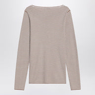 Brunello Cucinelli Sparkling Striped Sweater In Cashmere And Silk