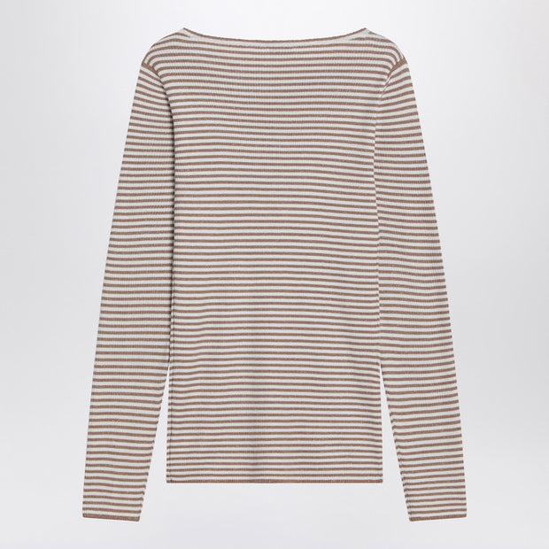 Brunello Cucinelli Sparkling Striped Sweater In Cashmere And Silk