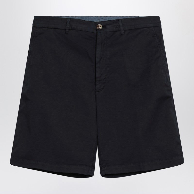 Brunello Cucinelli Navy Blue Cotton Bermuda Shorts
