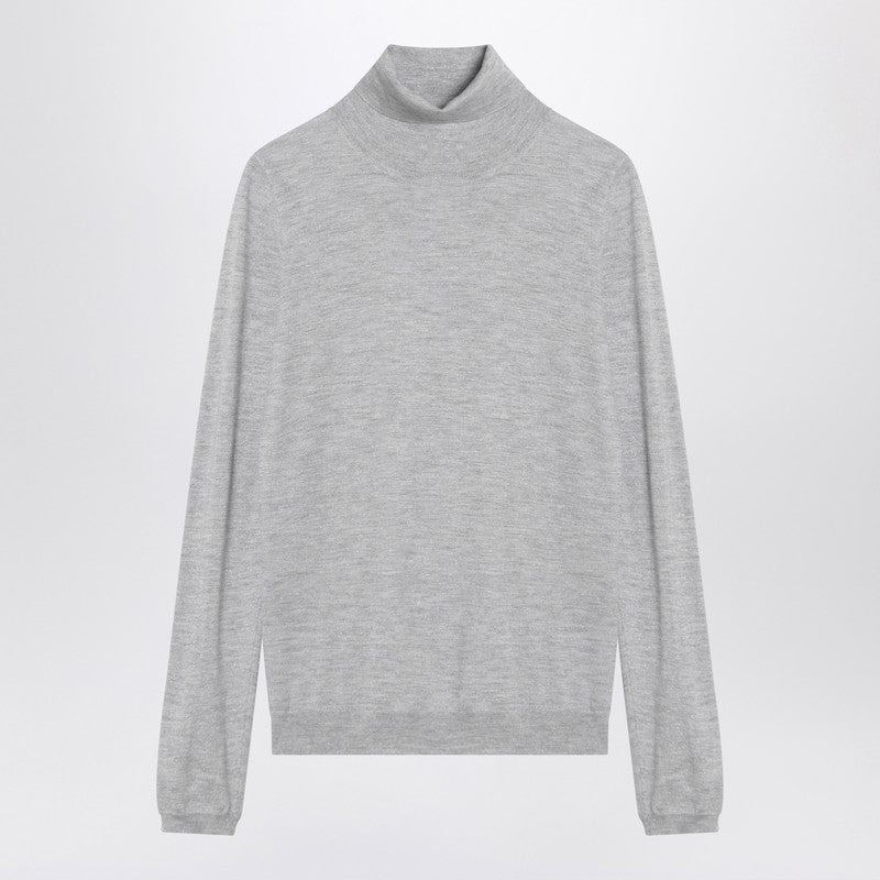 Brunello Cucinelli Light Grey Turtleneck In Cashmere Blend