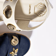 Larroude Madison Hi Espadrille In Navy Saffiano