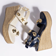Larroude Madison Hi Espadrille In Navy Saffiano