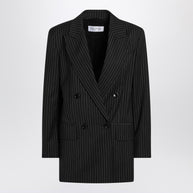 Max Mara Black Pinstriped Double-breasted Wool Jacket