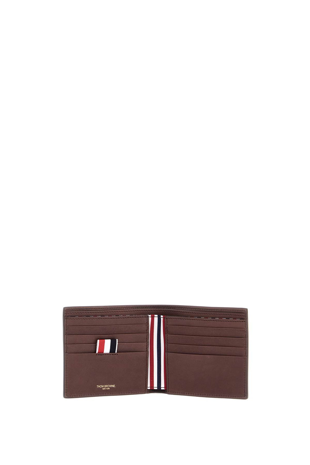 Thom Browne Compact Dark Brown Calfskin Wallet With Slots