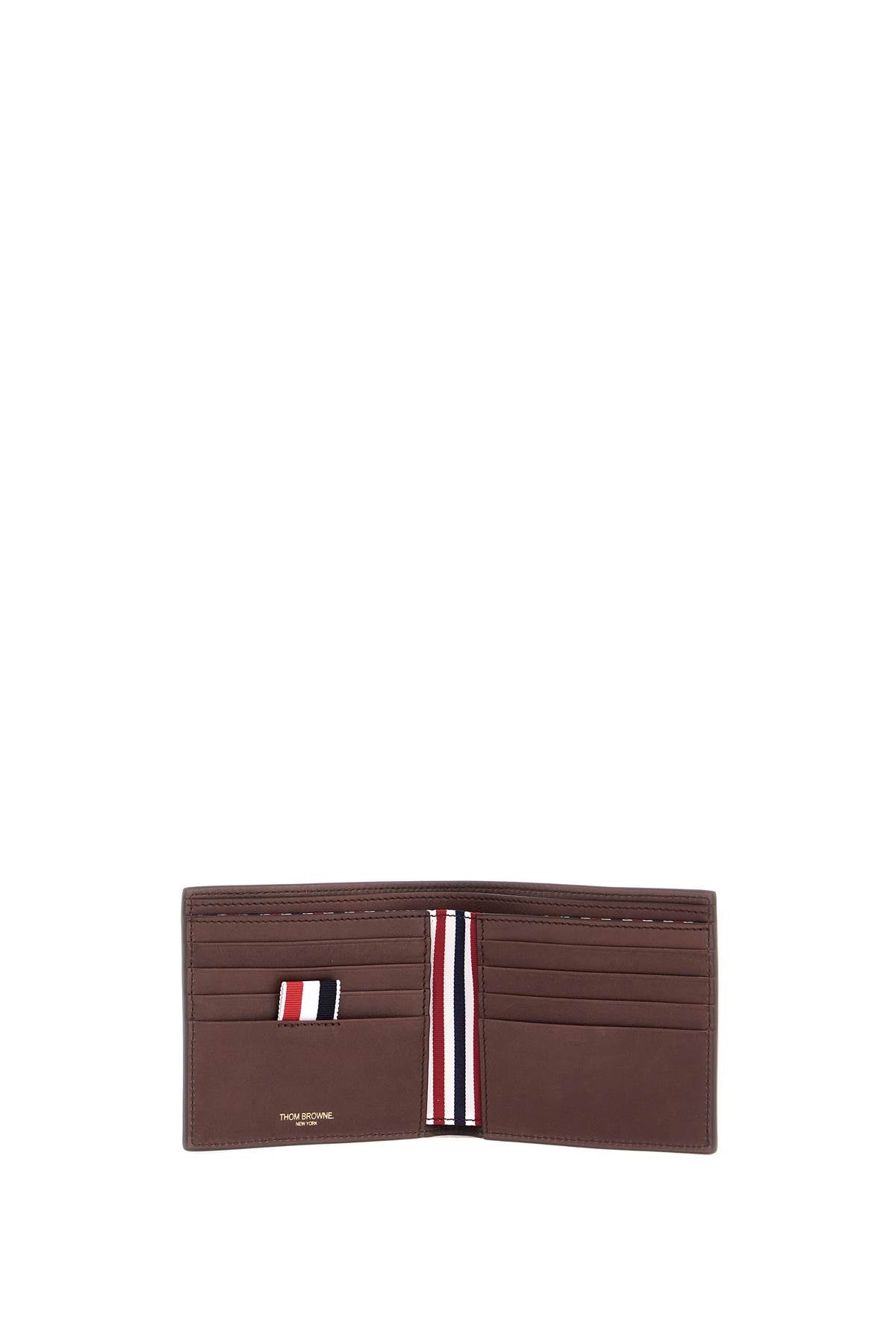 Thom Browne Compact Dark Brown Calfskin Wallet With Slots