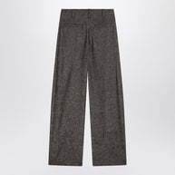 Brunello Cucinelli Wide Brown Pleated Trousers In Cotton Blend