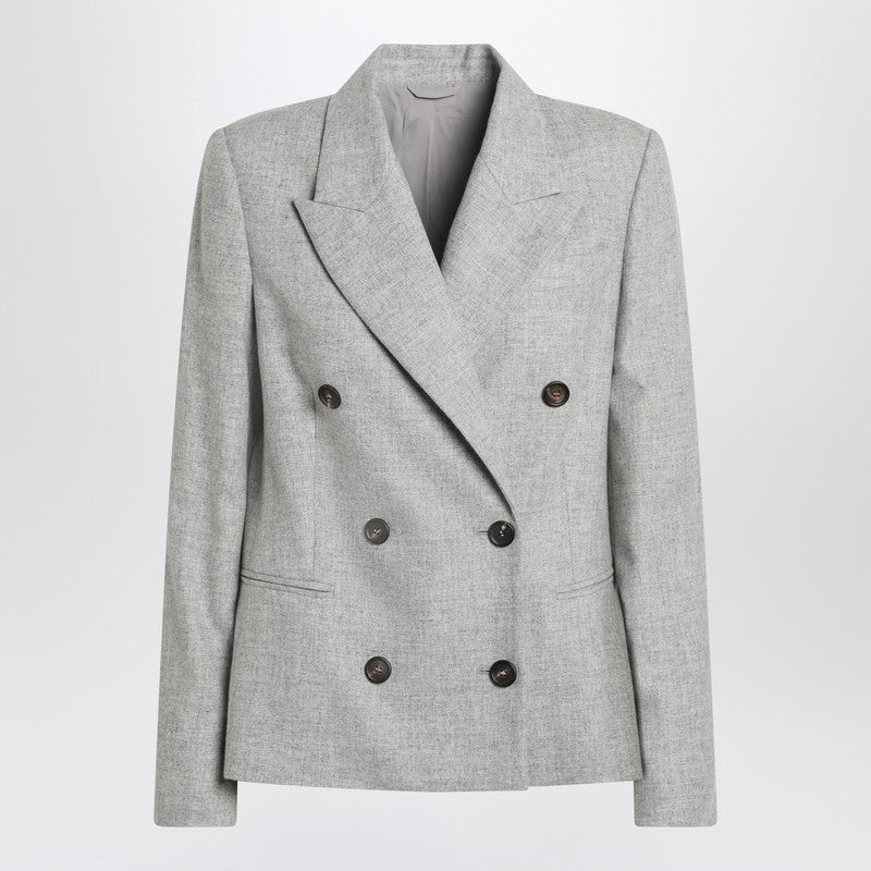 Brunello Cucinelli Grey Double-breasted Wool Jacket