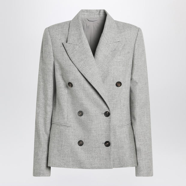 Brunello Cucinelli Grey Double-breasted Wool Jacket