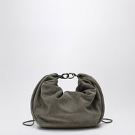 Brunello Cucinelli Hobo Brioche Bag In Grey/Sage Green Suede