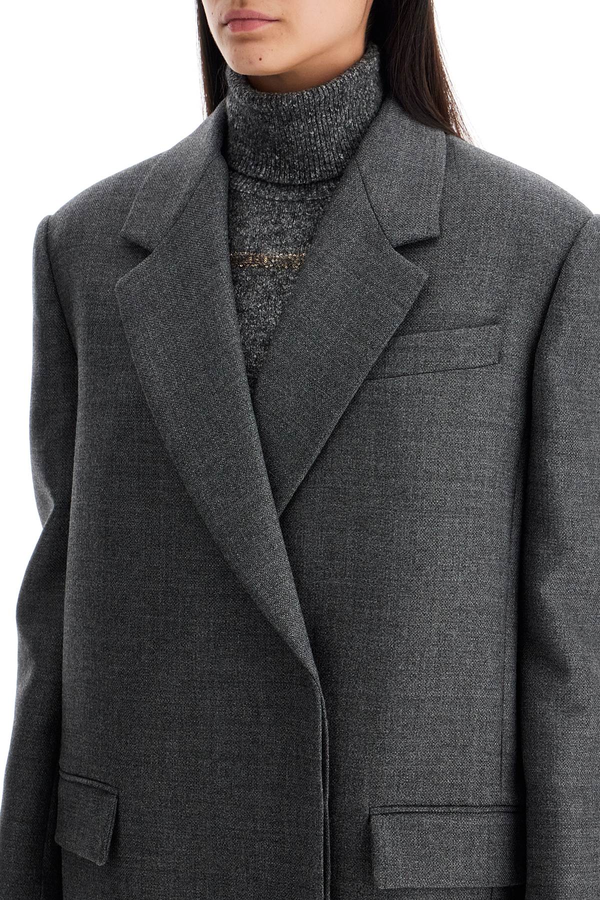 Brunello Cucinelli Wool Overcoat With Padded Shoulders