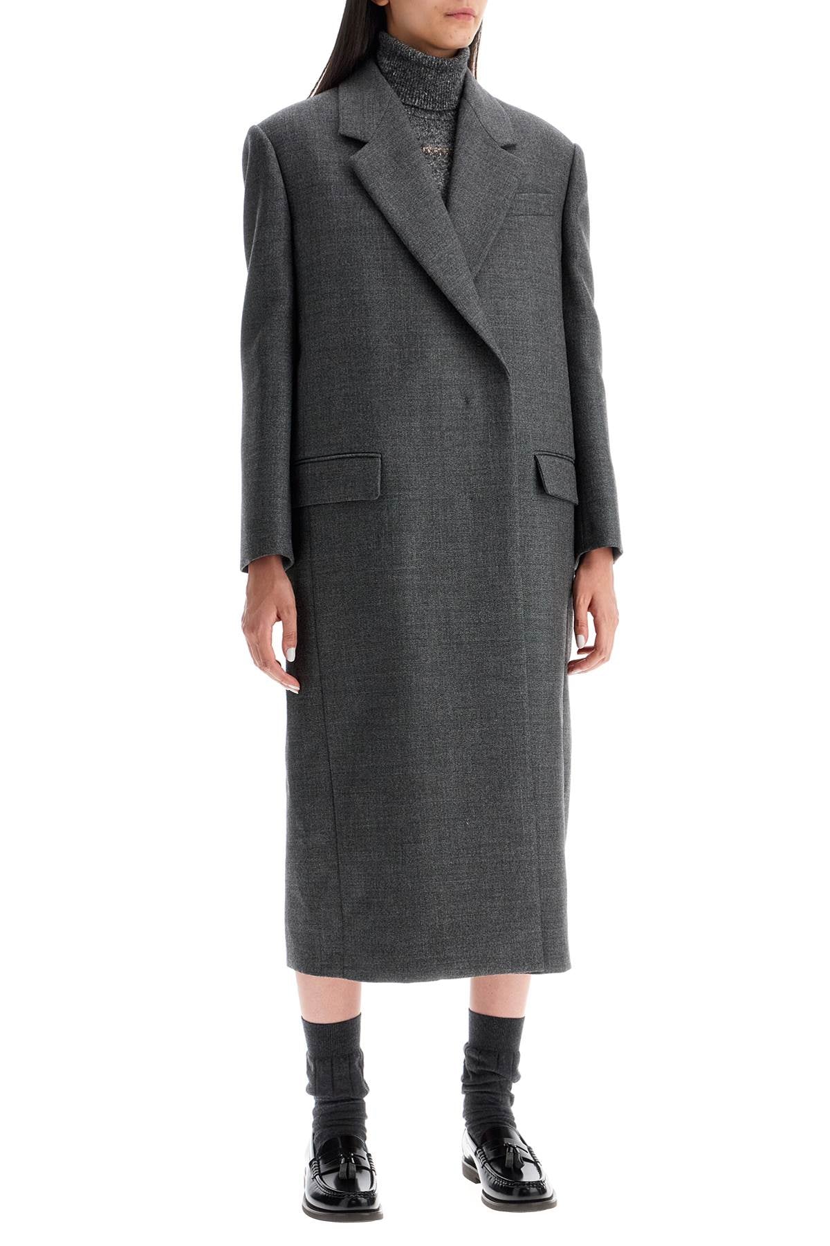 Brunello Cucinelli Wool Overcoat With Padded Shoulders