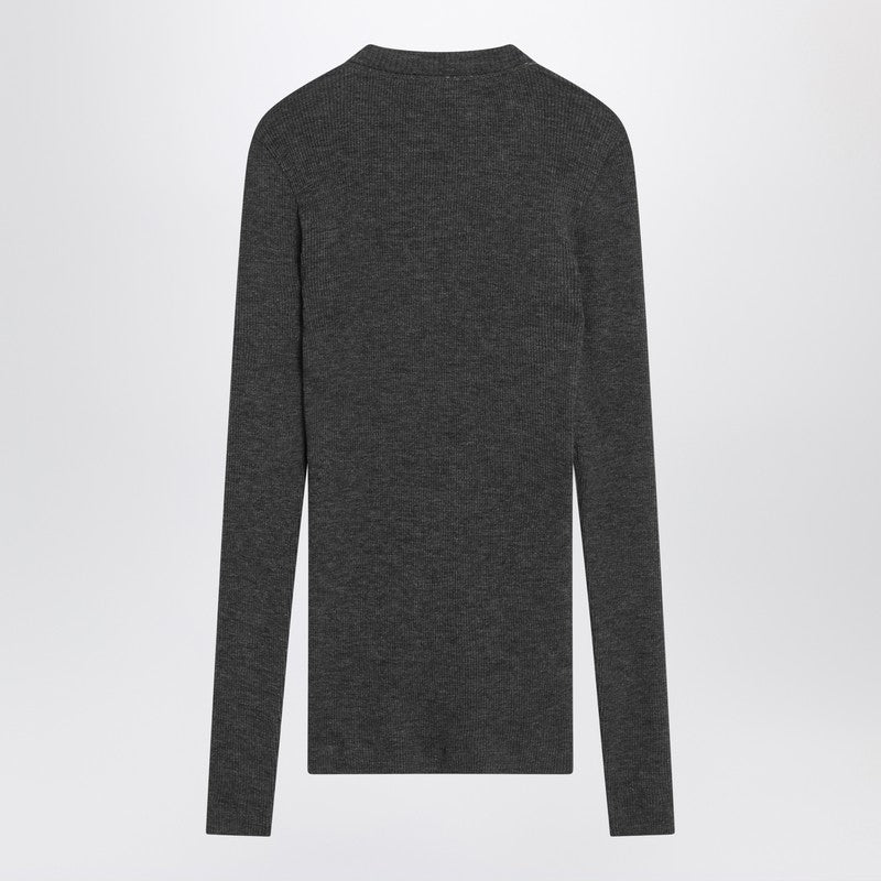 Brunello Cucinelli Dark Grey Ribbed Wool Sweater