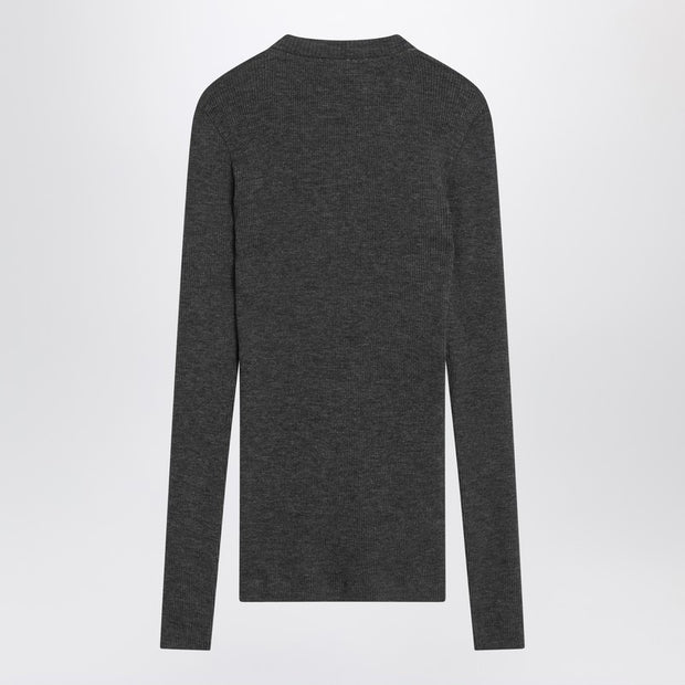 Brunello Cucinelli Dark Grey Ribbed Wool Sweater