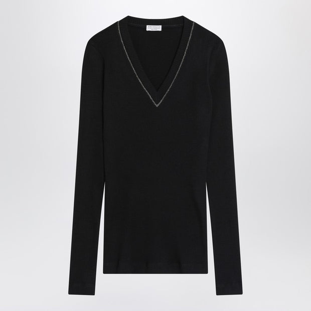 Brunello Cucinelli Blue Ribbed Wool Sweater